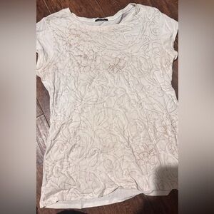 Tahari Cream Floral Short Sleeve Top
